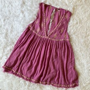 Free People pink embroidery baby doll